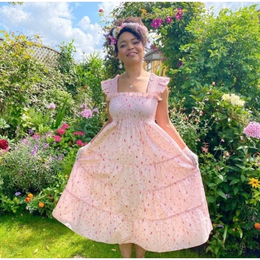 HILL HOUSE HOME Ellie Nap Dress Phenomenal Bridgerton Pink Floral S - Picture 2 of 11